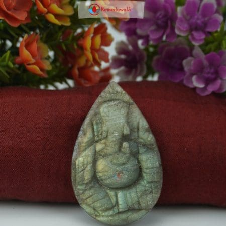 Labradorite Hand Carved Flat Ganesha