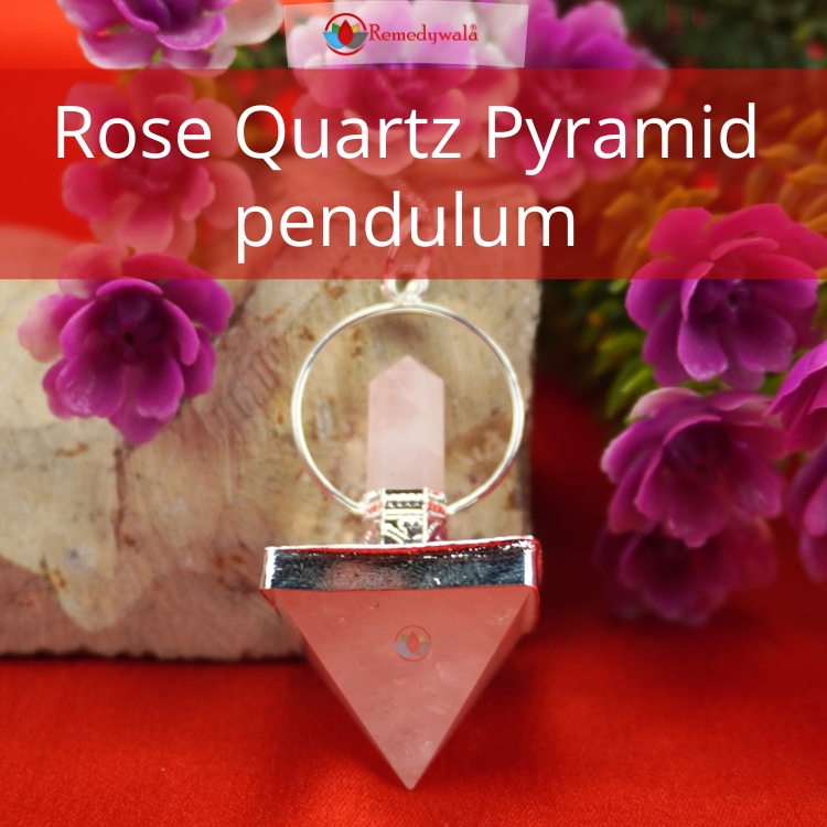 Rose Quartz Pyramid Dowsing Pendulum With Pencil Wand - Image 3
