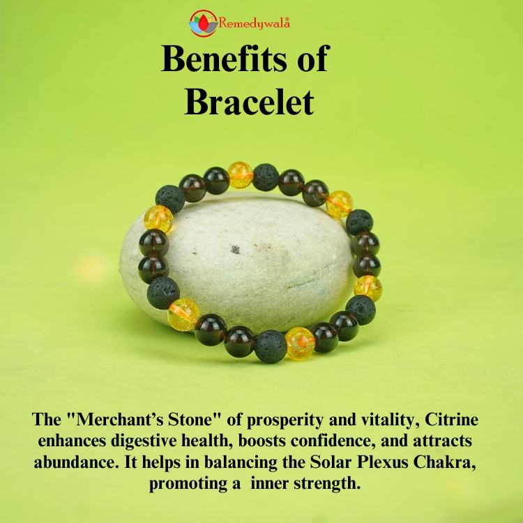 Citrine, Lava, and Smoky Quartz Combination Bracelet - Image 3