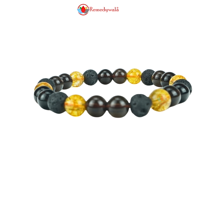 Citrine, Lava, and Smoky Quartz Combination Bracelet - Image 7