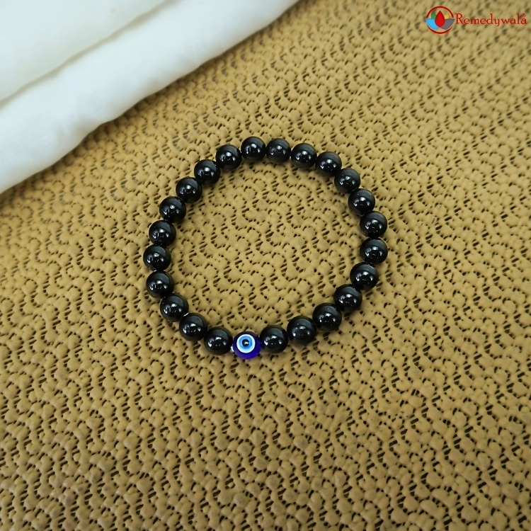 Black Tourmaline With Evil Eye Charm Bracelet