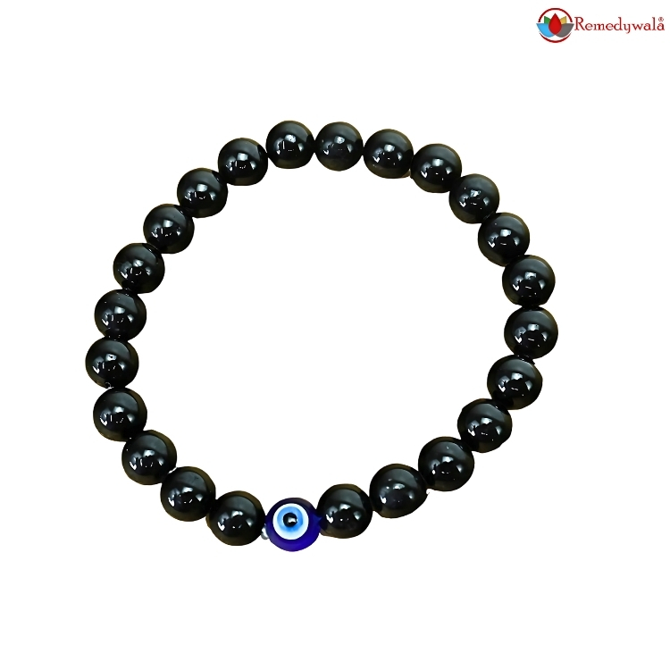Black Tourmaline With Evil Eye Charm Bracelet - Image 5