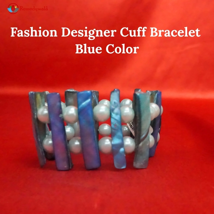 Dyed Mother of Pearl Chunky Bright Blue Bracelet - Image 5