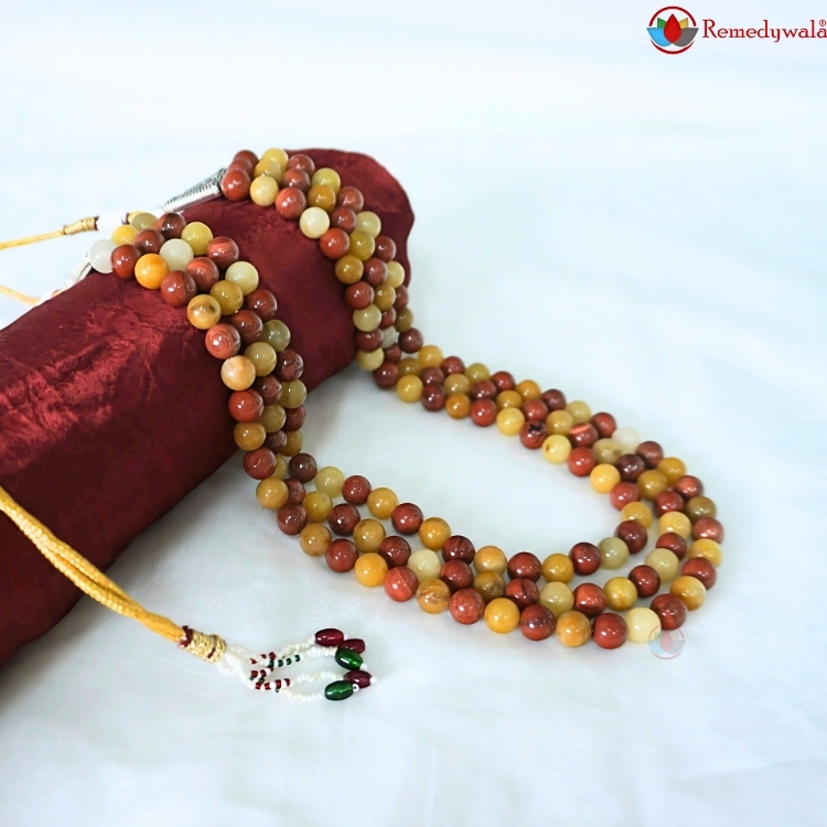 Remedywala Yellow Aventurine And Red Jasper Necklace