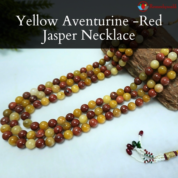 Remedywala Yellow Aventurine And Red Jasper Necklace