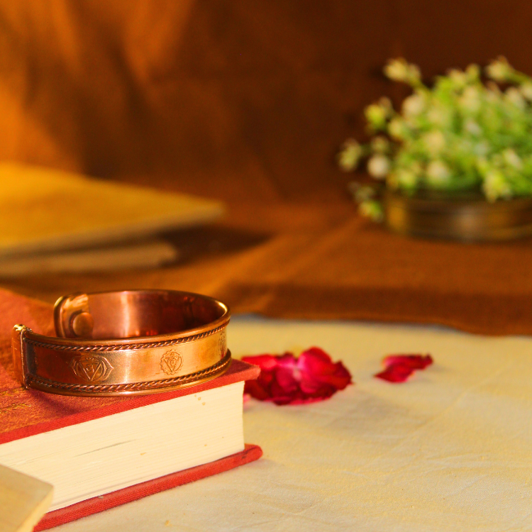 Copper '7 Chakra' Engraved Cuff Kada - Image 2