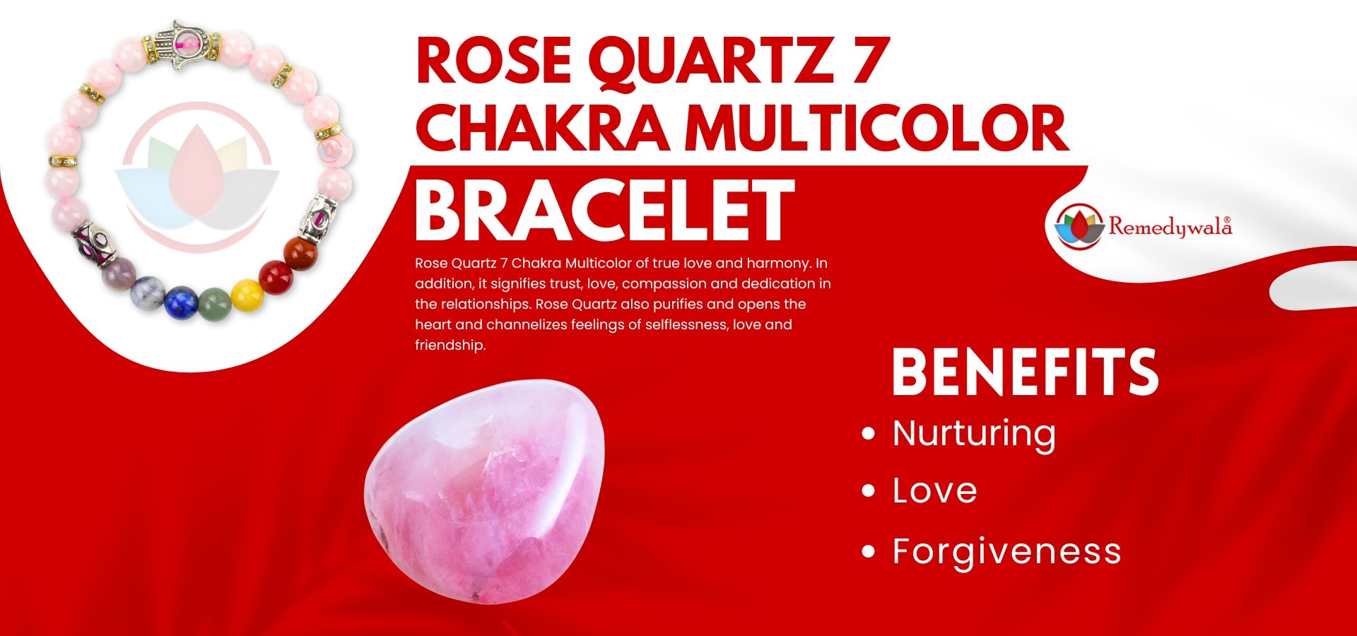 Rose Quartz 7 Chakra Multicolor Bracelet Rose Quartz 7 Chakra Multicolor Bracelet