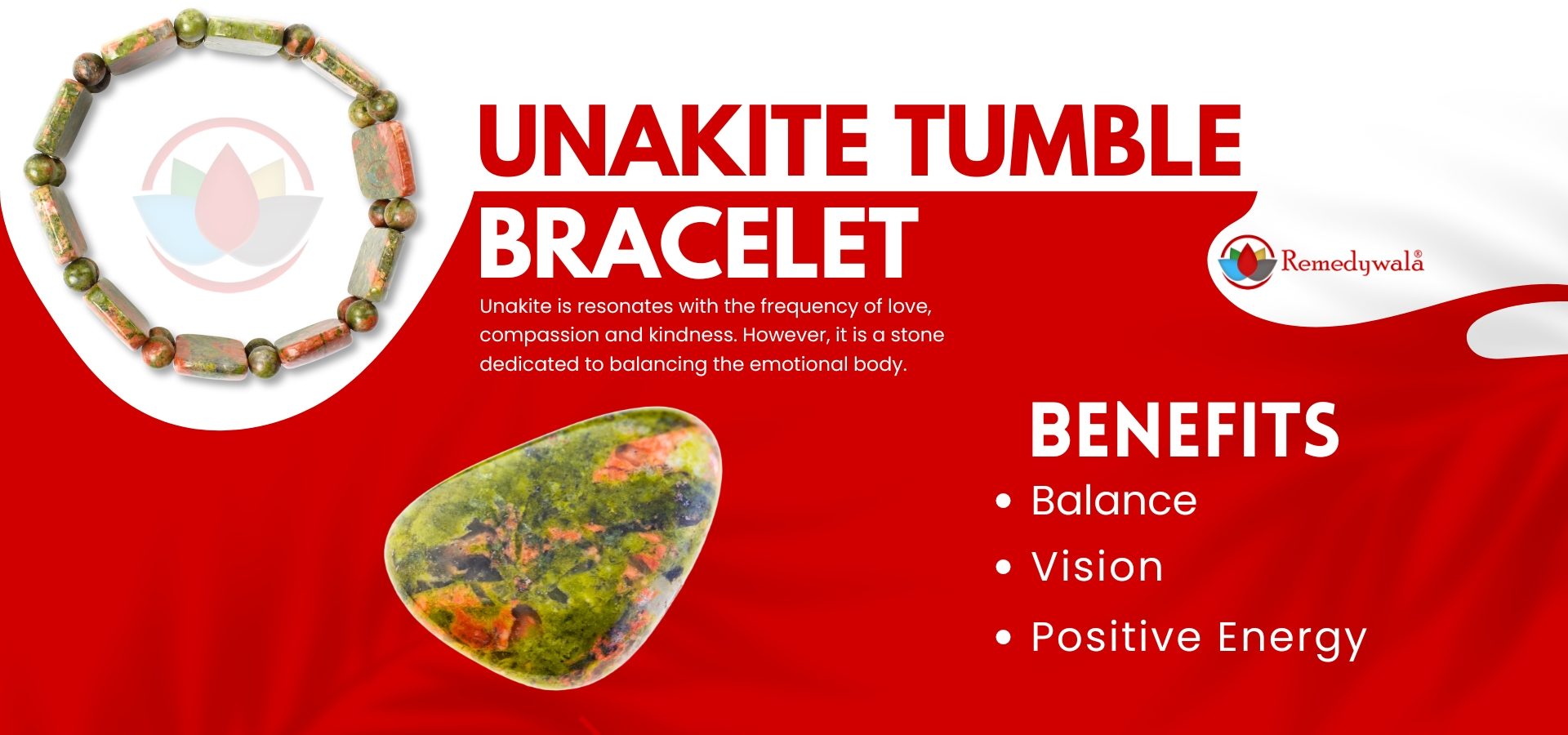 Remedywala Unakite Tumble Bracelet Remedywala Unakite Tumble Bracelet