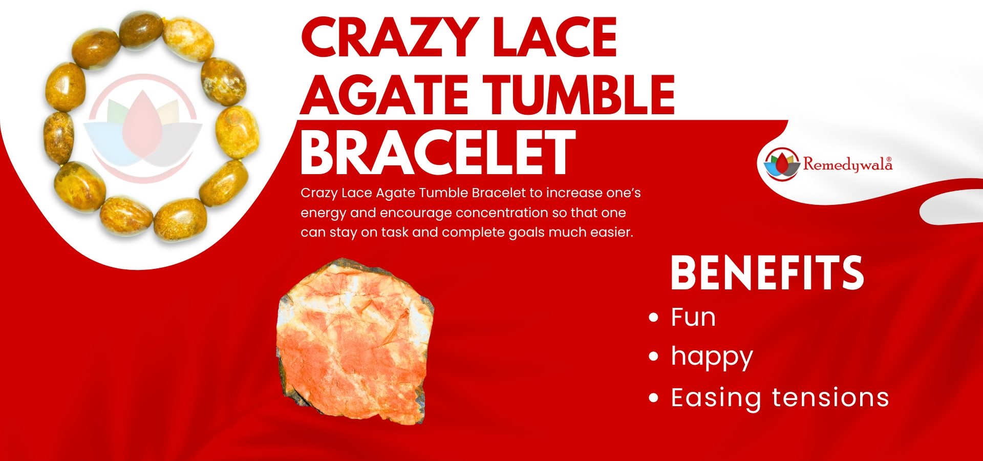 Crazy Lace Agate Tumble Bracelet