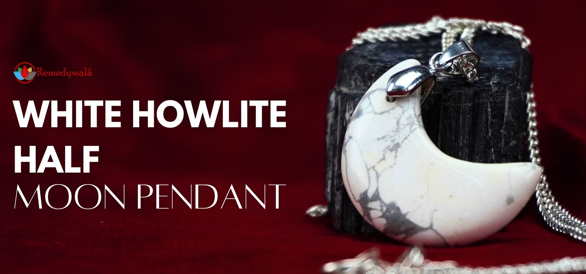 White Howlite Half Moon Pendant
