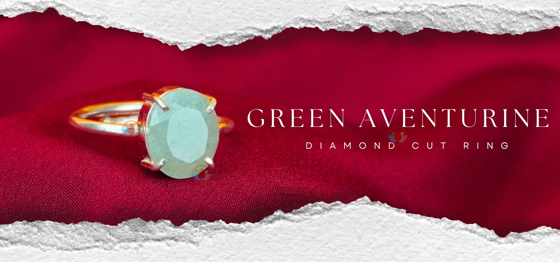 Green Aventurine Diamond Cut Ring