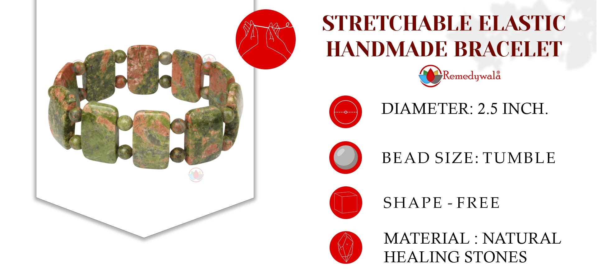 Remedywala Unakite Tumble Bracelet Remedywala Unakite Tumble Bracelet