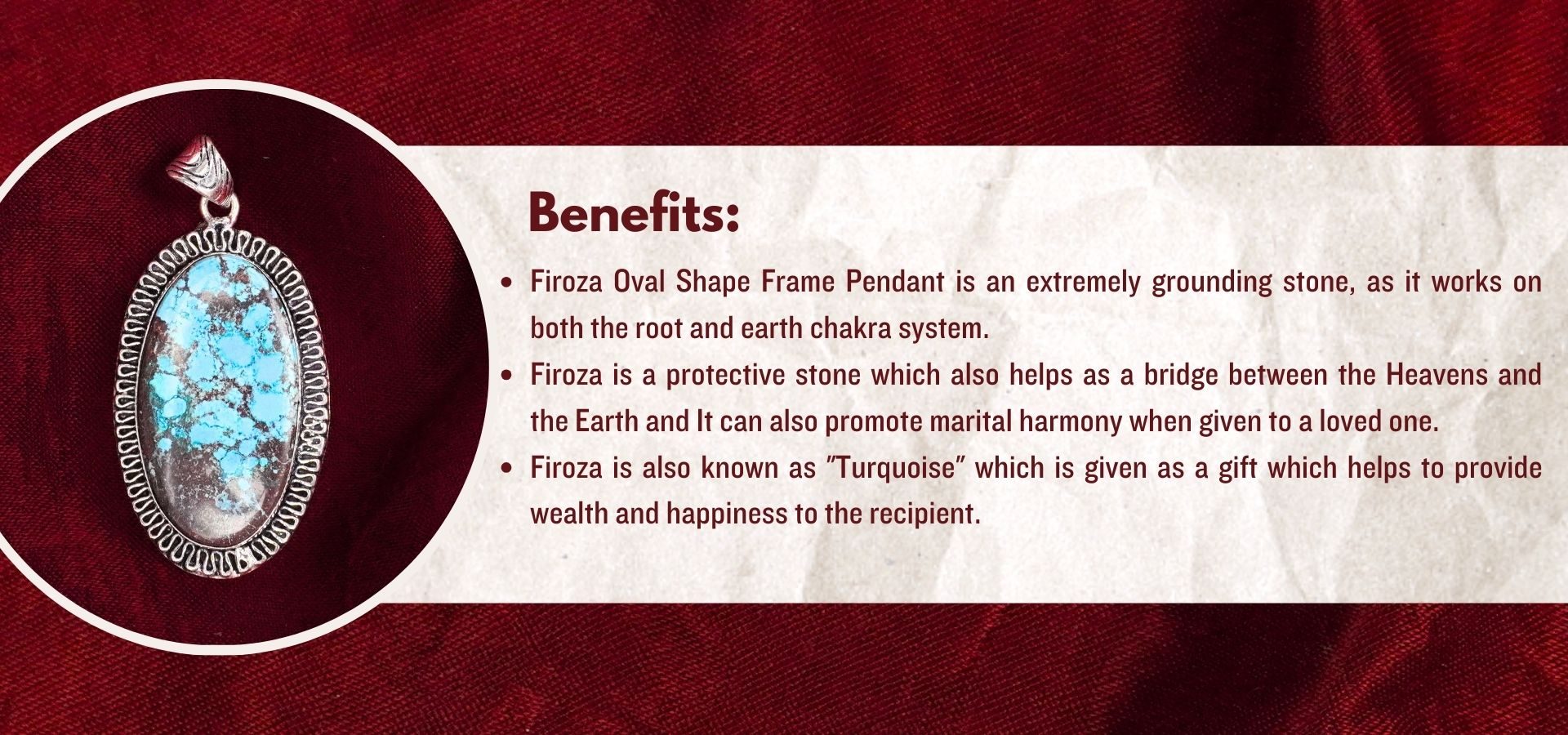 Firoza Oval Shape Frame Pendant