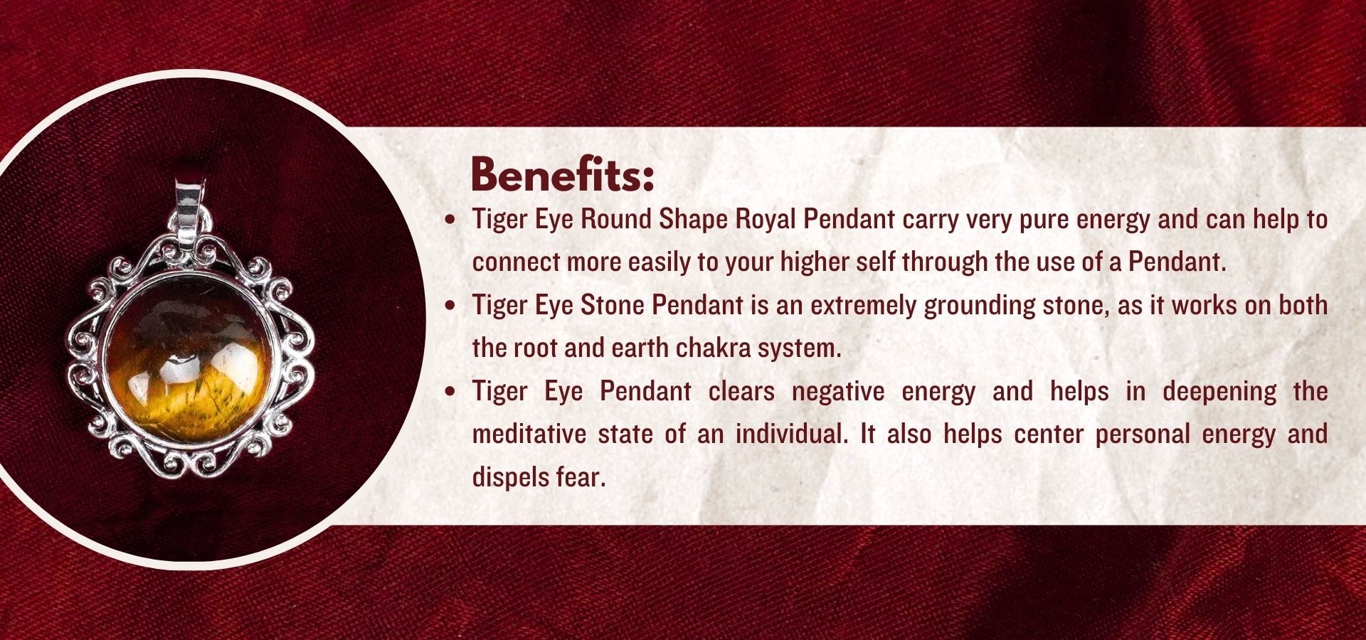 Tiger Eye Round Shape Royal Pendant