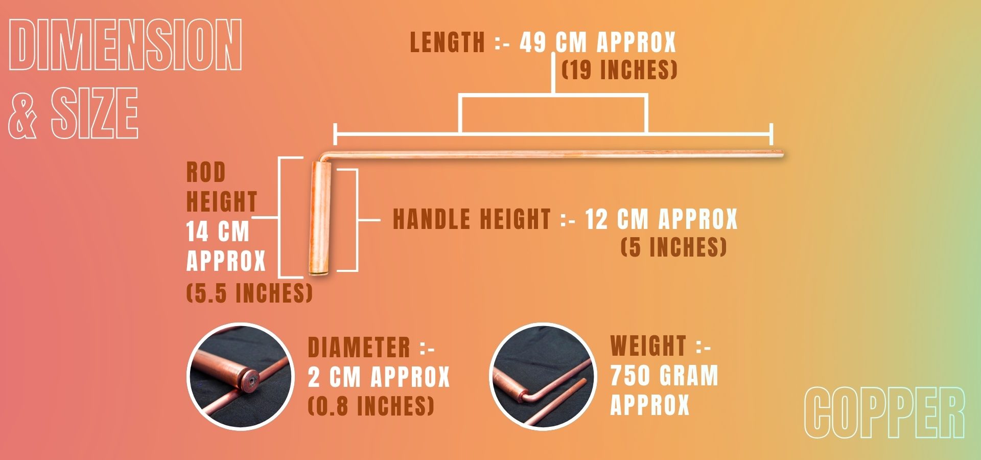 Heavy Duty Premium Copper Dowsing L Rod Pair for Vastu