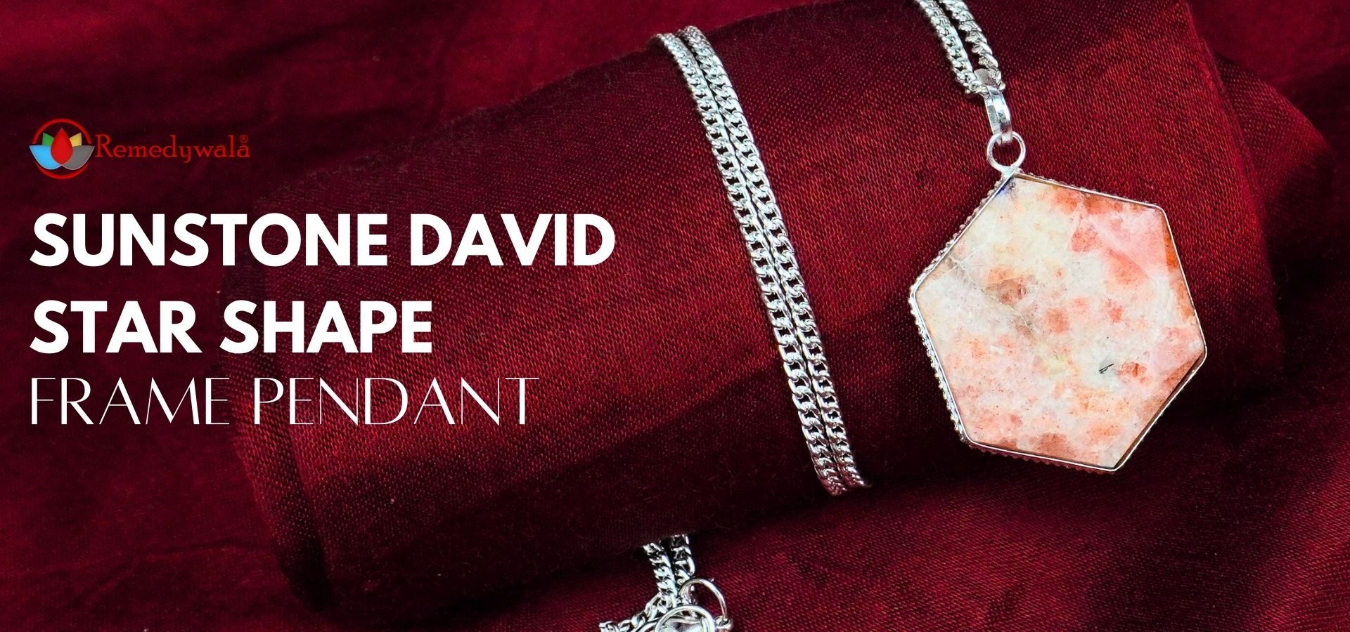 Sunstone David Star Shape Frame Pendant