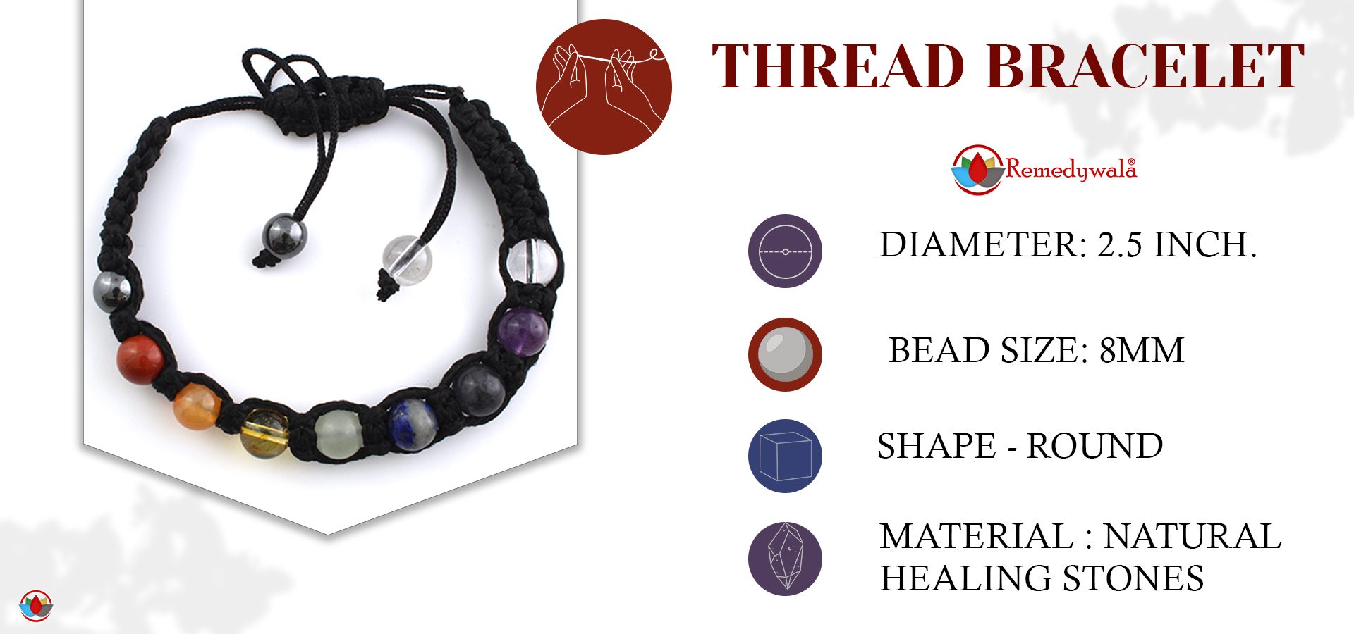 7 Chakra Stones Thread Bracelet 7 Chakra Stones Thread Bracelet