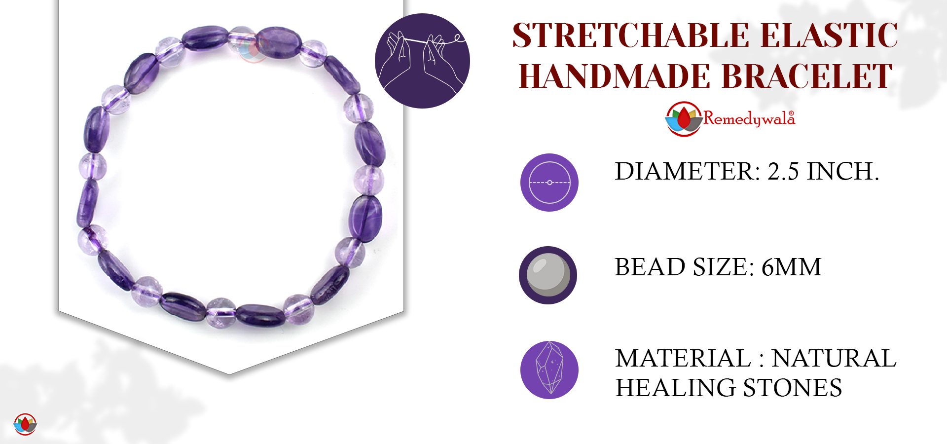 Amethyst 6mm Bracelet Amethyst 6mm Bracelet