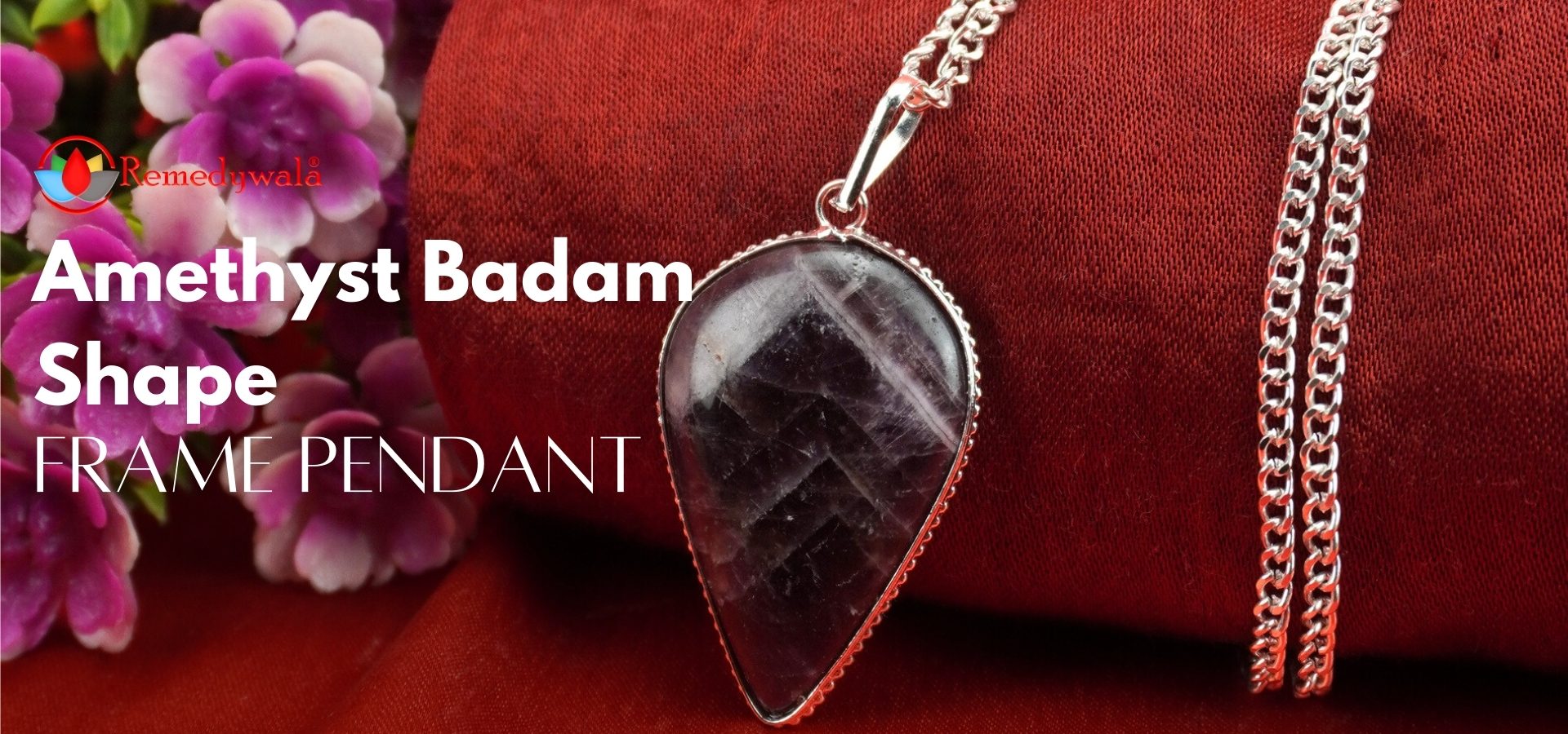 Amethyst Badam Shape Frame Pendant (1)