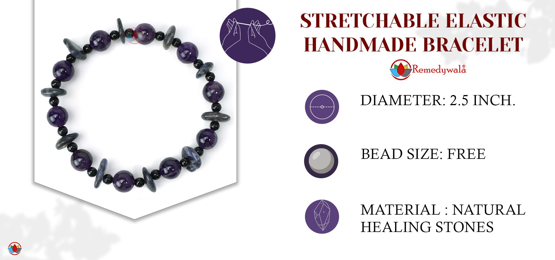 Amethyst Dark Wati Bracelet 4 mm 8mm