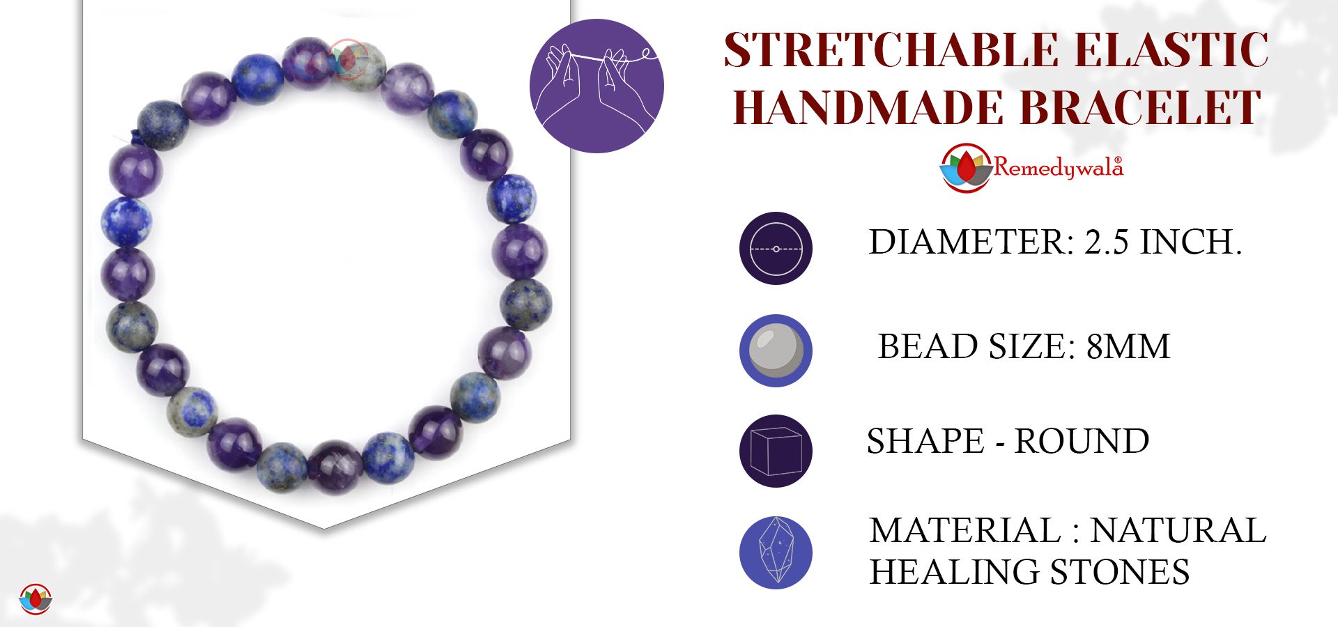 Amethyst Lapis Combination Bracelet Amethyst Lapis Combination Bracelet 8mm