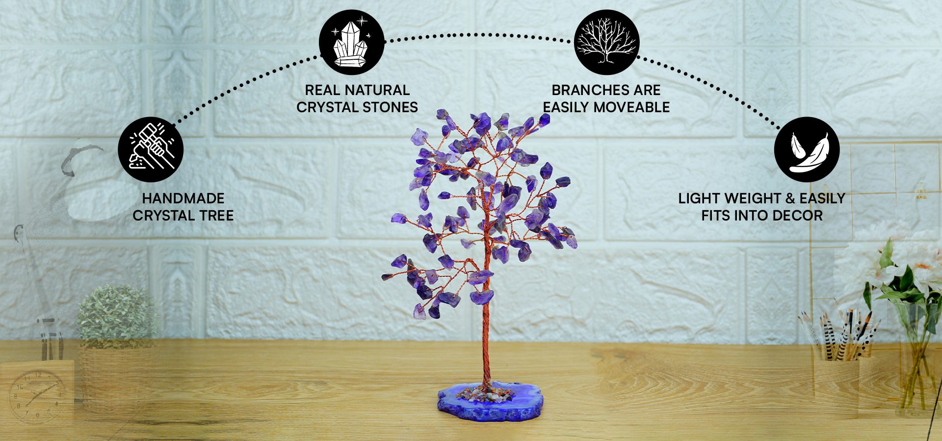 Amethyst Tree 100 Beads Chips Stone Slice Base