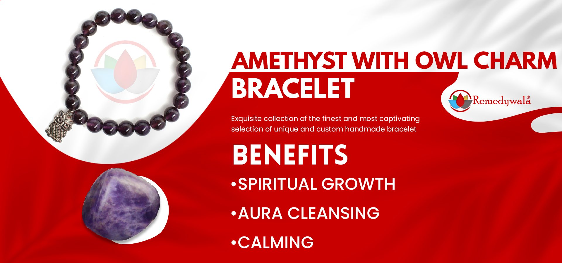 Amethyst with Owl Charm Bracelet 8mm Amethyst with Owl Charm Bracelet 8mm