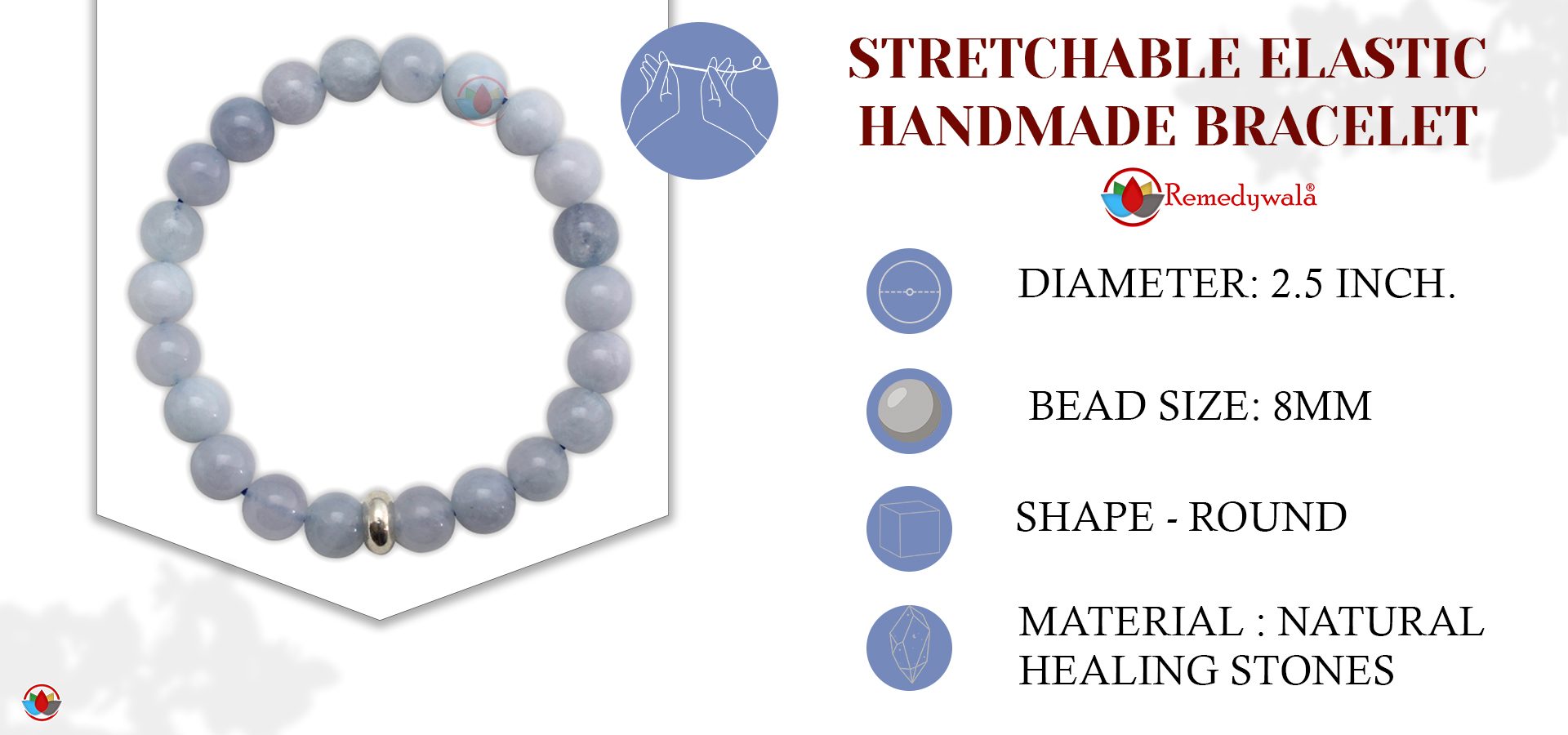 Aquamarine Bracelet 8mm, Aquamarine Bracelet with Ring Charm