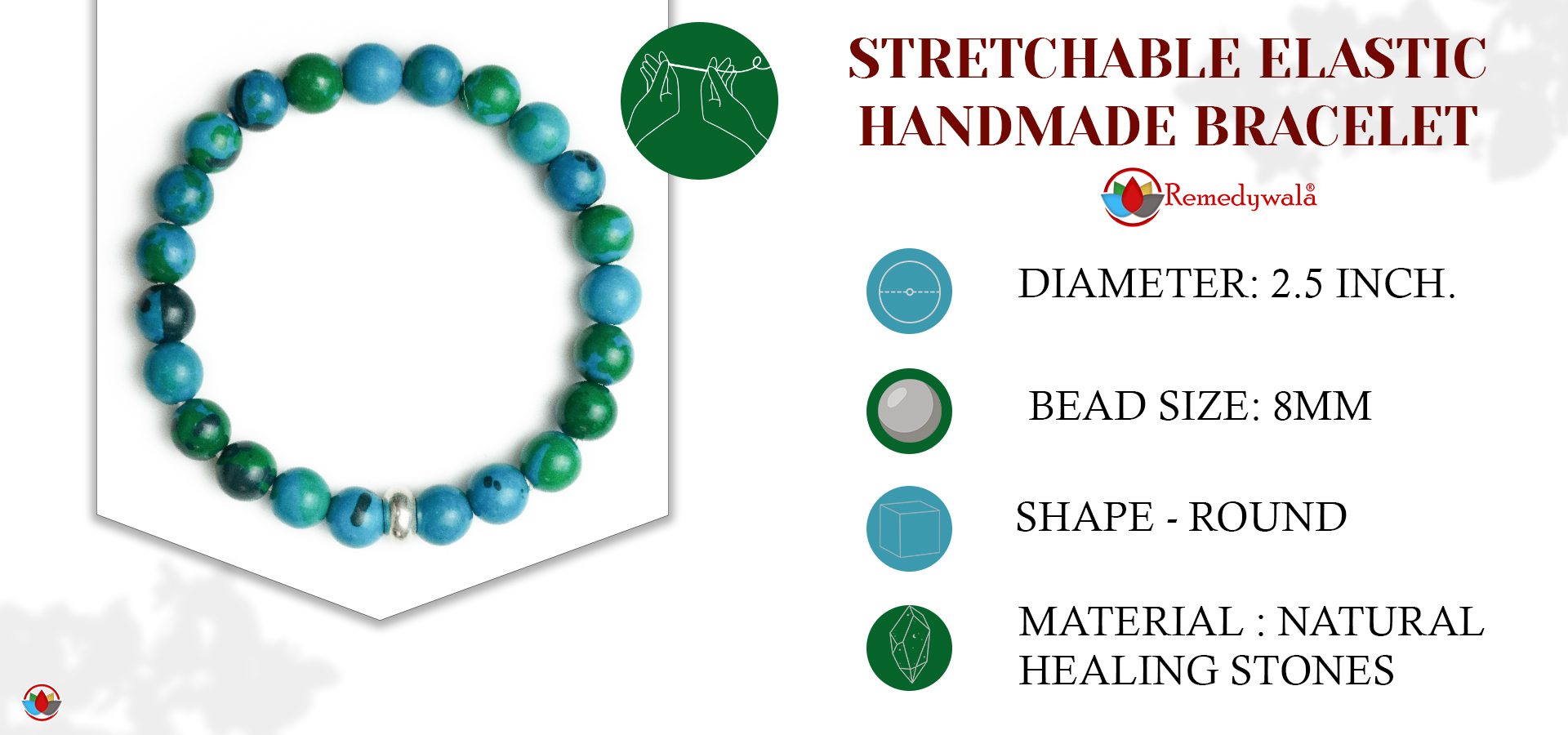 Azurite Bracelet with Ring charm Azurite Bracelet with Ring charm