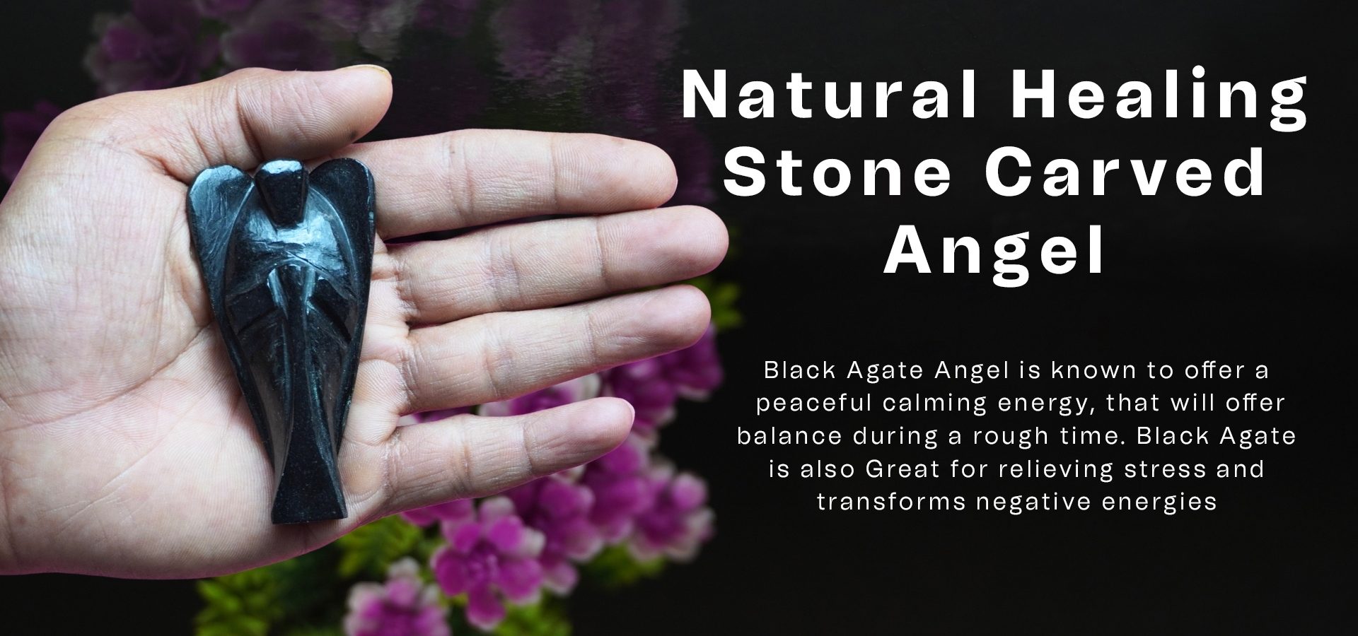Black Agate Angel 2 INCH Black Agate Angel 2 INCH