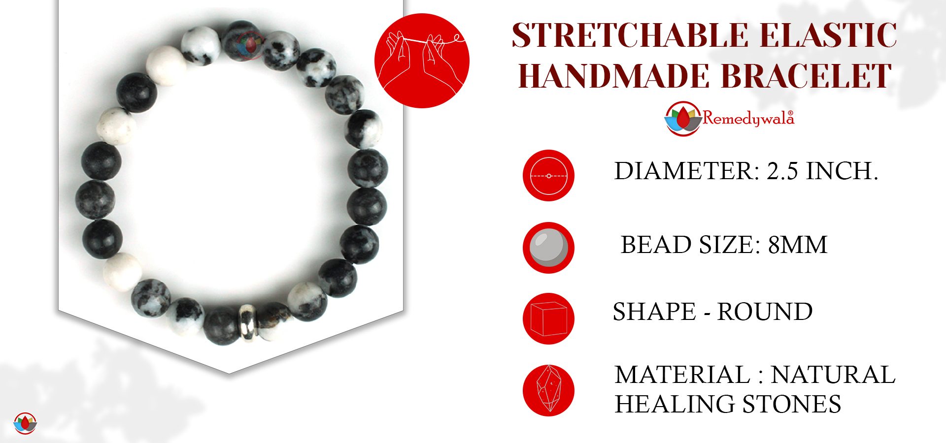 Black and White Zebra Jasper Bracelet Black and White Zebra Jasper Bracelet