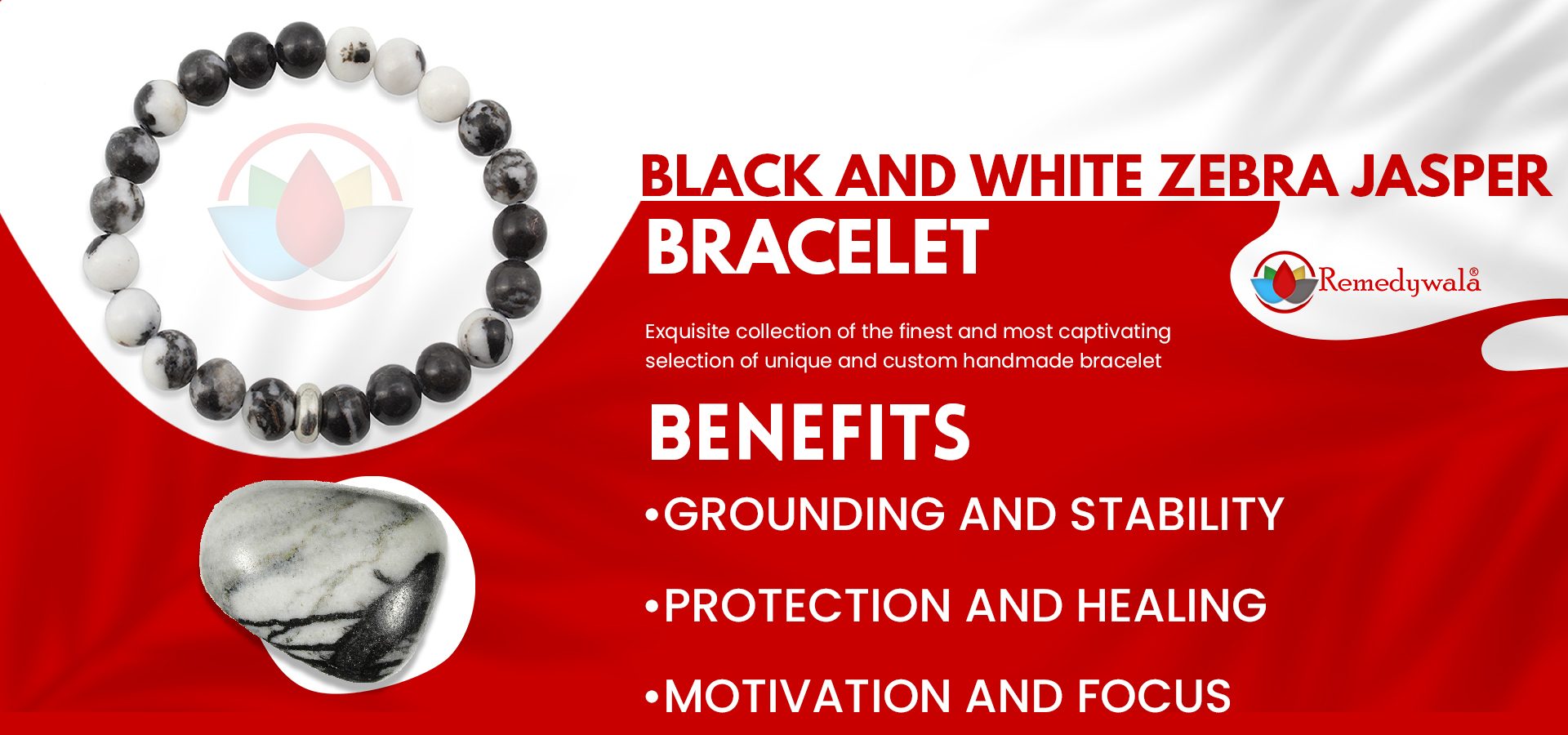 Black and White Zebra Jasper Bracelet Black and White Zebra Jasper Bracelet