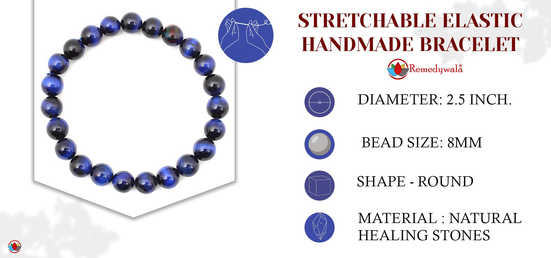 Blue Cats Eye Bracelet 8mm Blue Cats Eye Bracelet 8mm