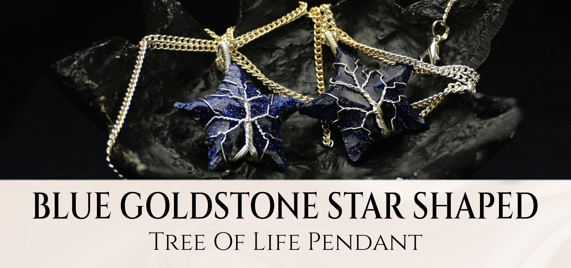 Blue Goldstone Star Shaped Tree of Life Pendant Blue Goldstone Star Shaped Tree of Life Pendant