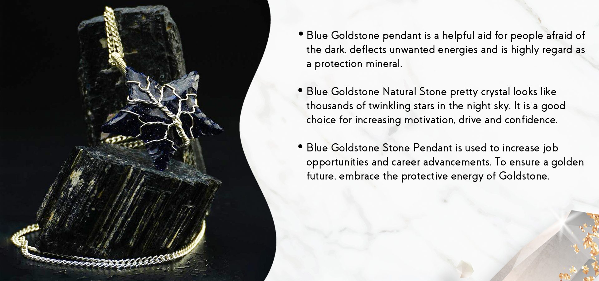 Blue Goldstone Star Shaped Tree of Life Pendant Blue Goldstone Star Shaped Tree of Life Pendant