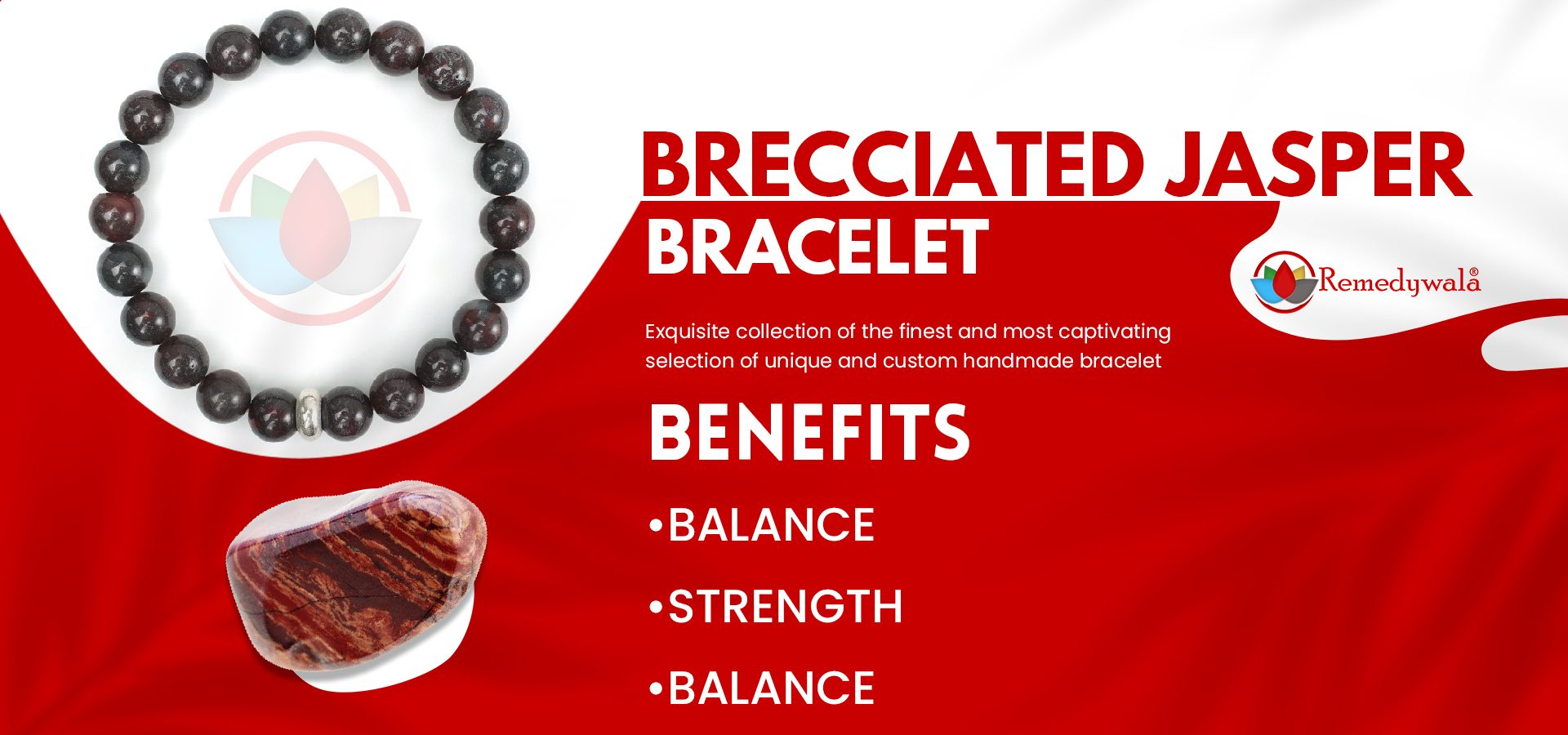 Brecciated Jasper Bracelet with Ring Charm Brecciated Jasper Bracelet with Ring Charm