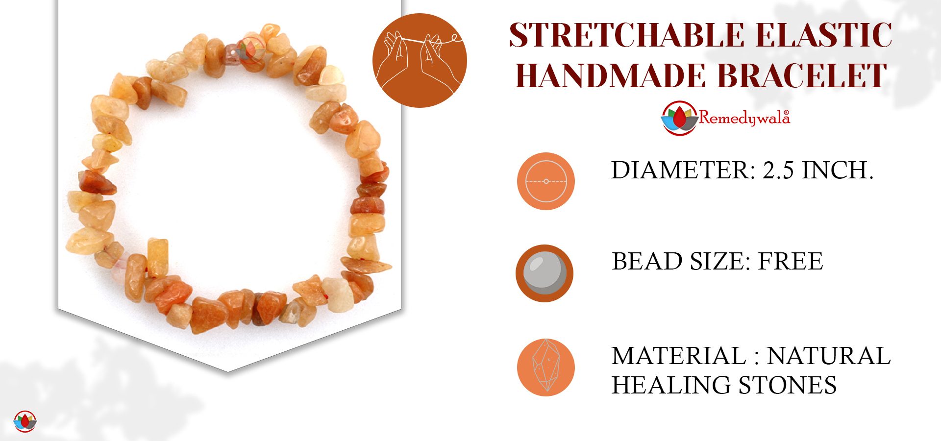 Carnelian Chips Stone Bracelet