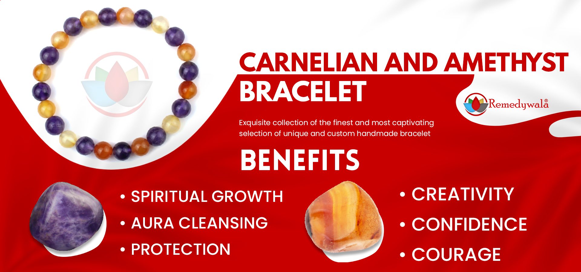 Carnelian and Amethyst Combination Bracelet
