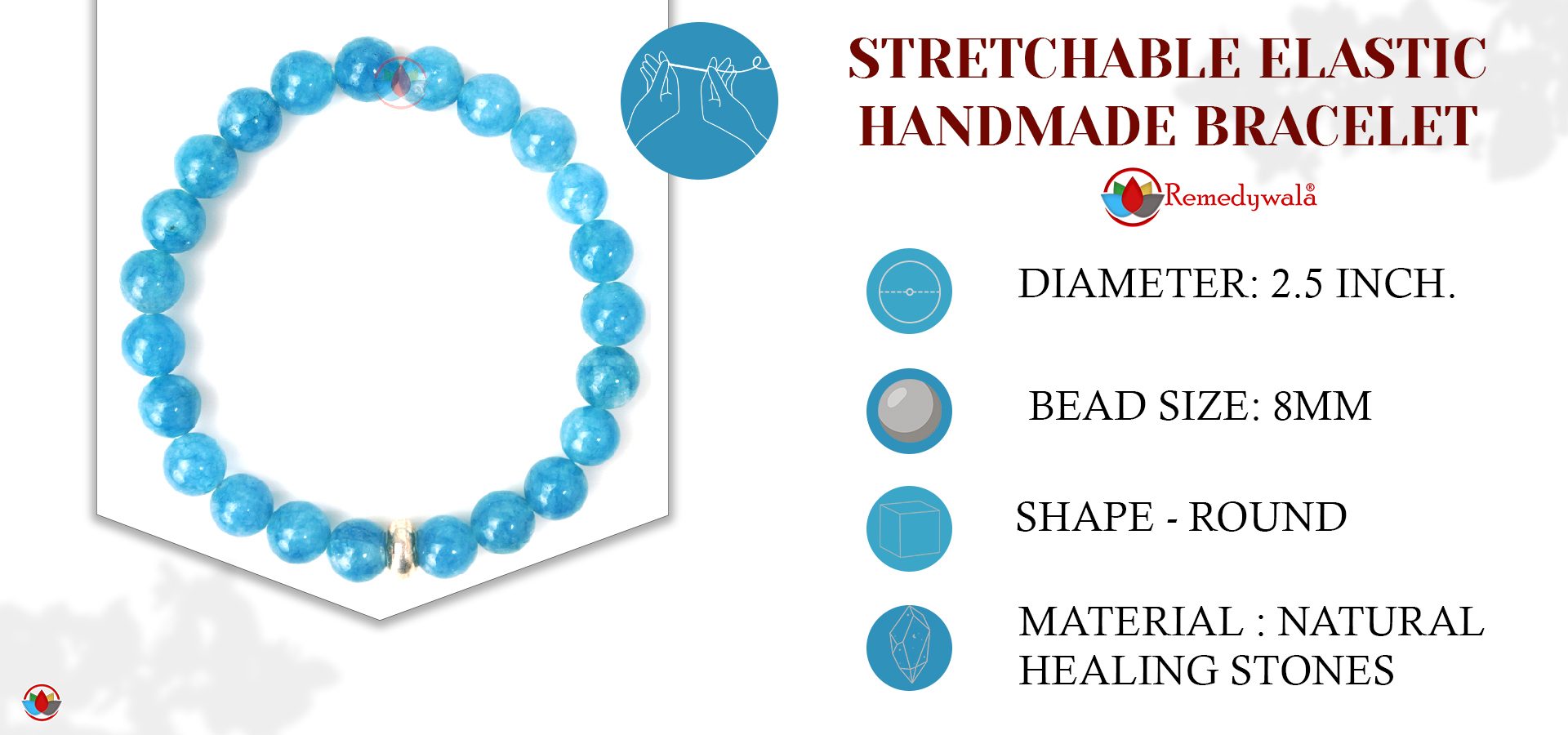 Celestite Bracelet 8mm With Ring Charm Celestite Bracelet 8mm With Ring Charm