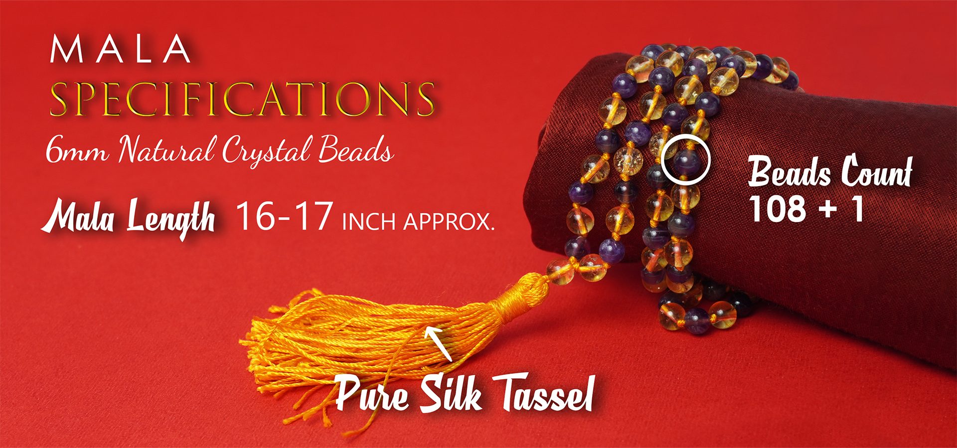 Citrine Amethsyt 6mm Mala