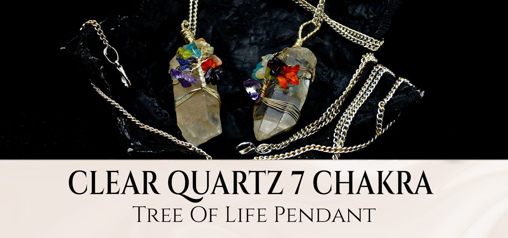 Clear Quartz 7 Chakra Tree of Life Pendant Clear Quartz 7 Chakra Tree of Life Pendant