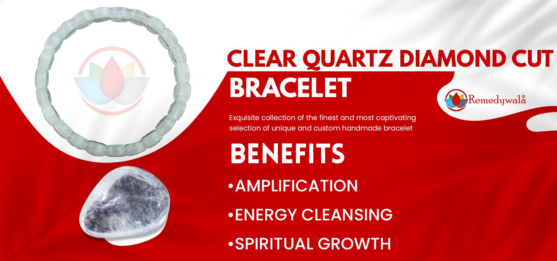 Clear Quartz Bracelet (Diamond Cut Tumble) Clear Quartz Bracelet (Diamond Cut Tumble)