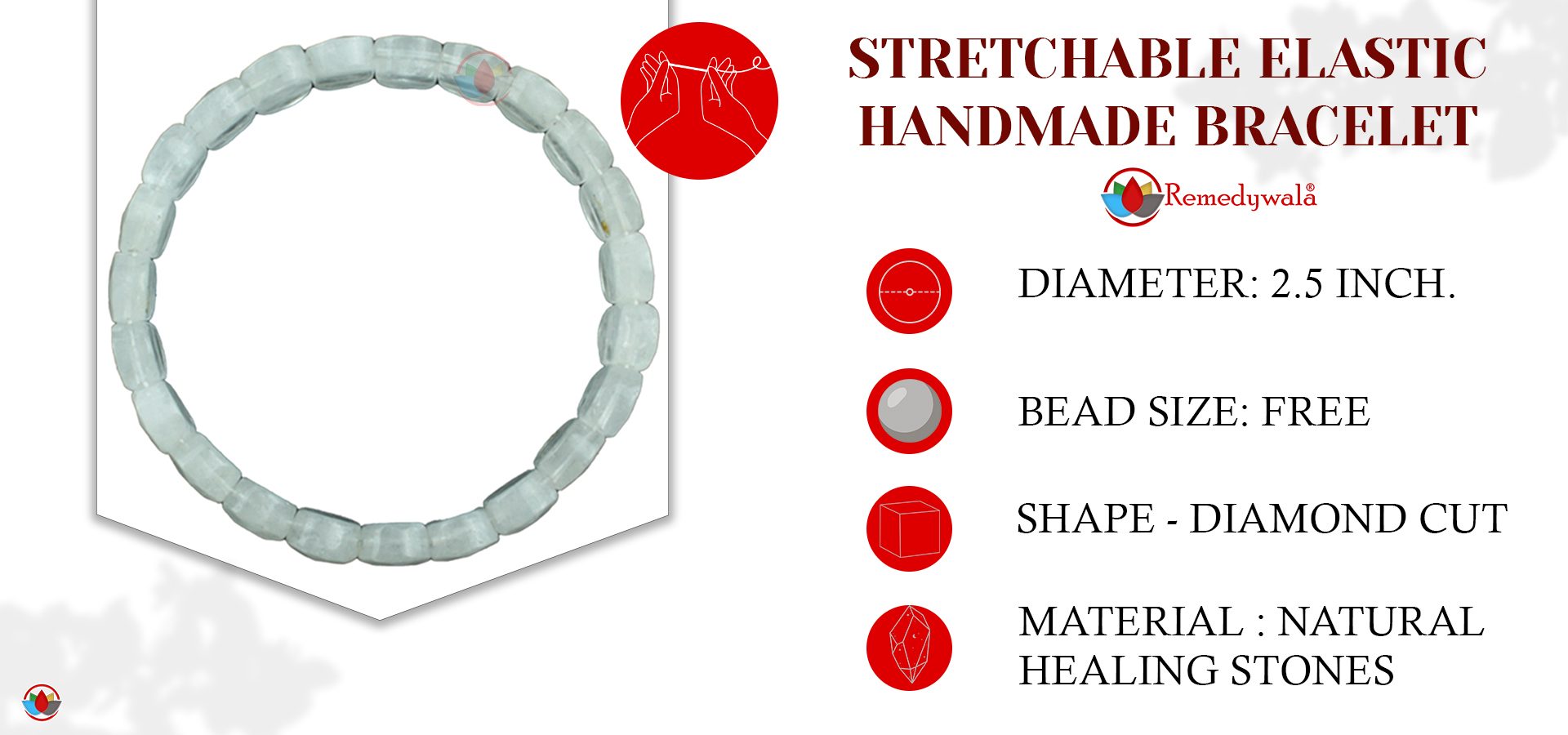 Clear Quartz Bracelet (Diamond Cut Tumble) Clear Quartz Bracelet (Diamond Cut Tumble)