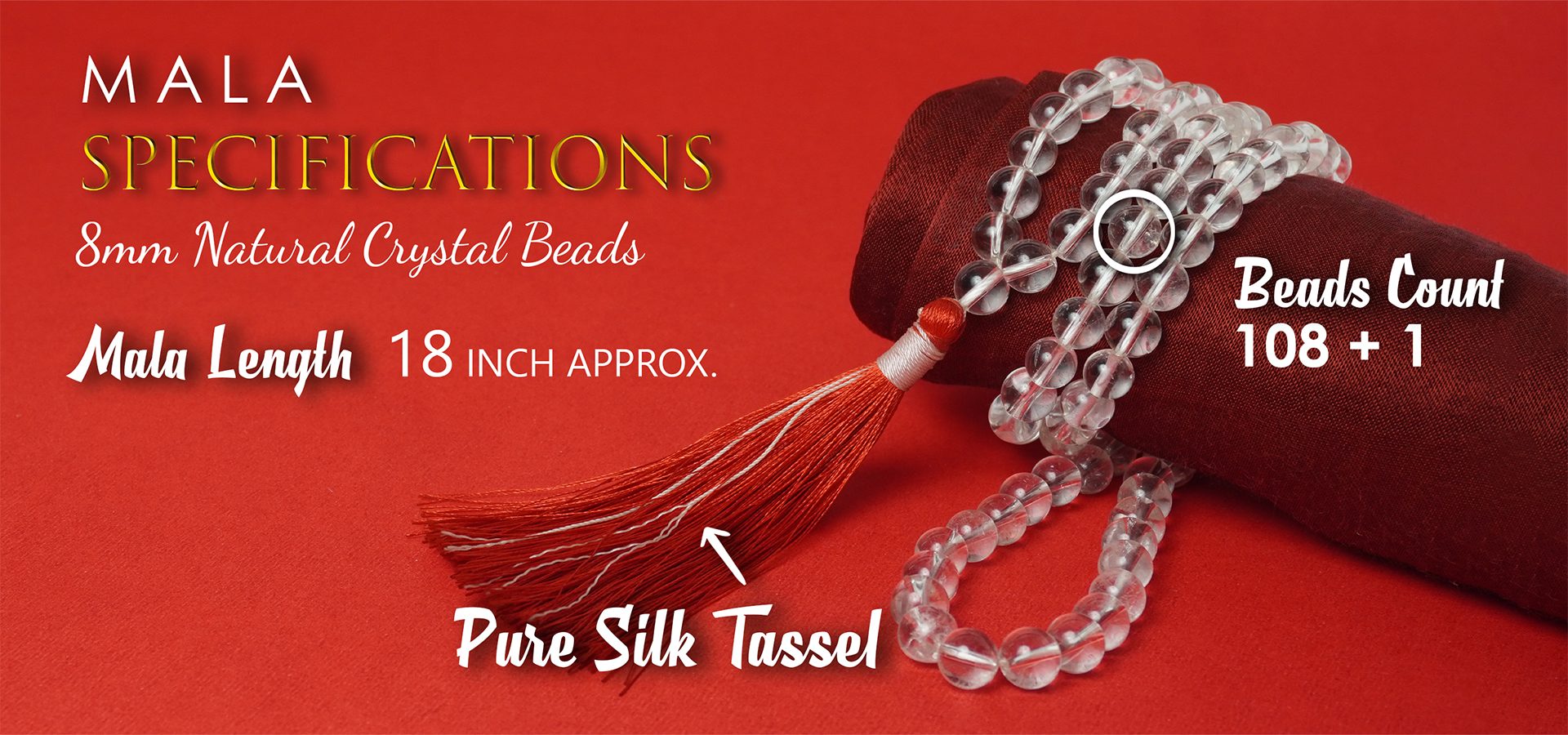 Clear Quartz Mala 8mm Clear Quartz Mala 8mm