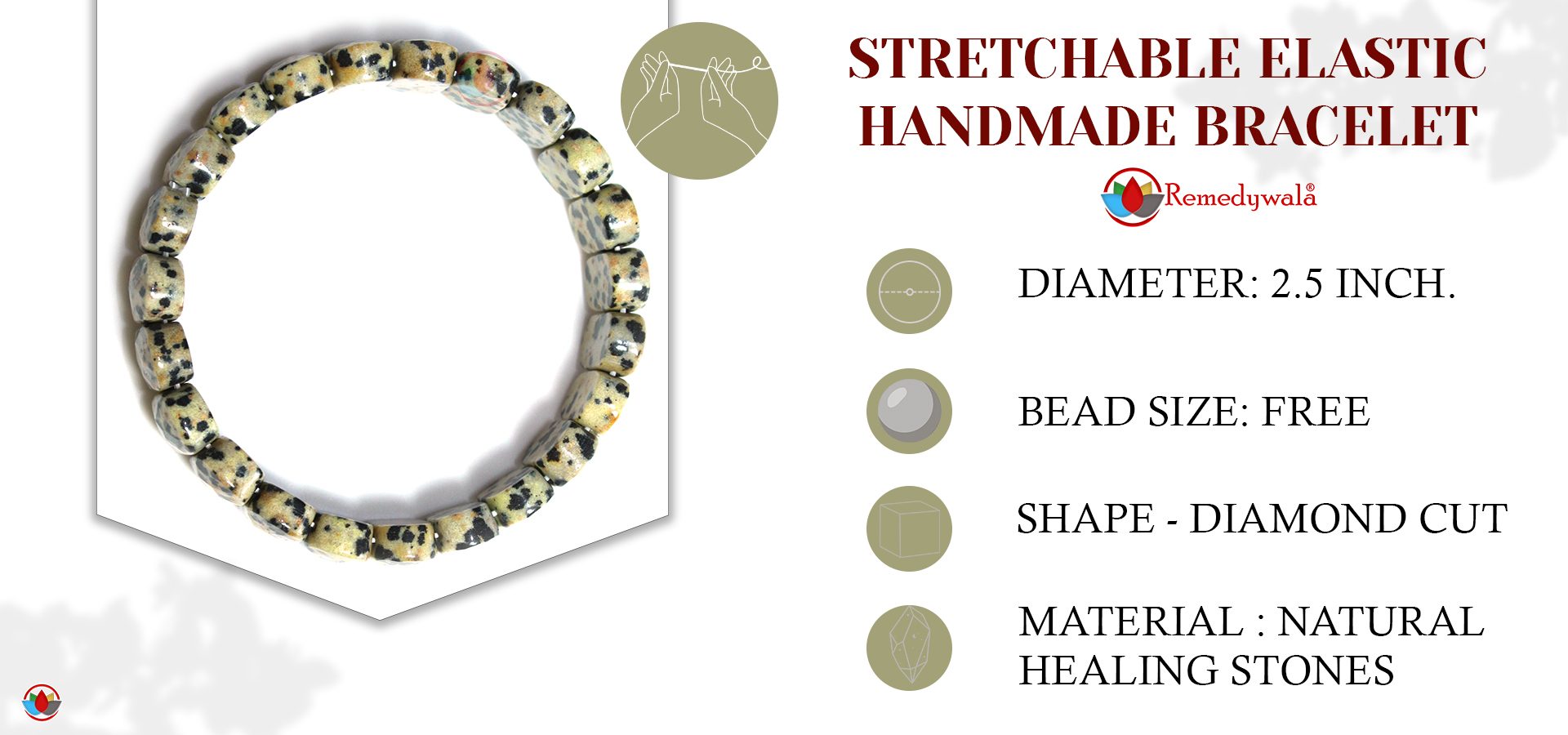 Dalmation Jasper Bracelet (Diamond Cut Tumble) Dalmation Jasper Bracelet (Diamond Cut Tumble)