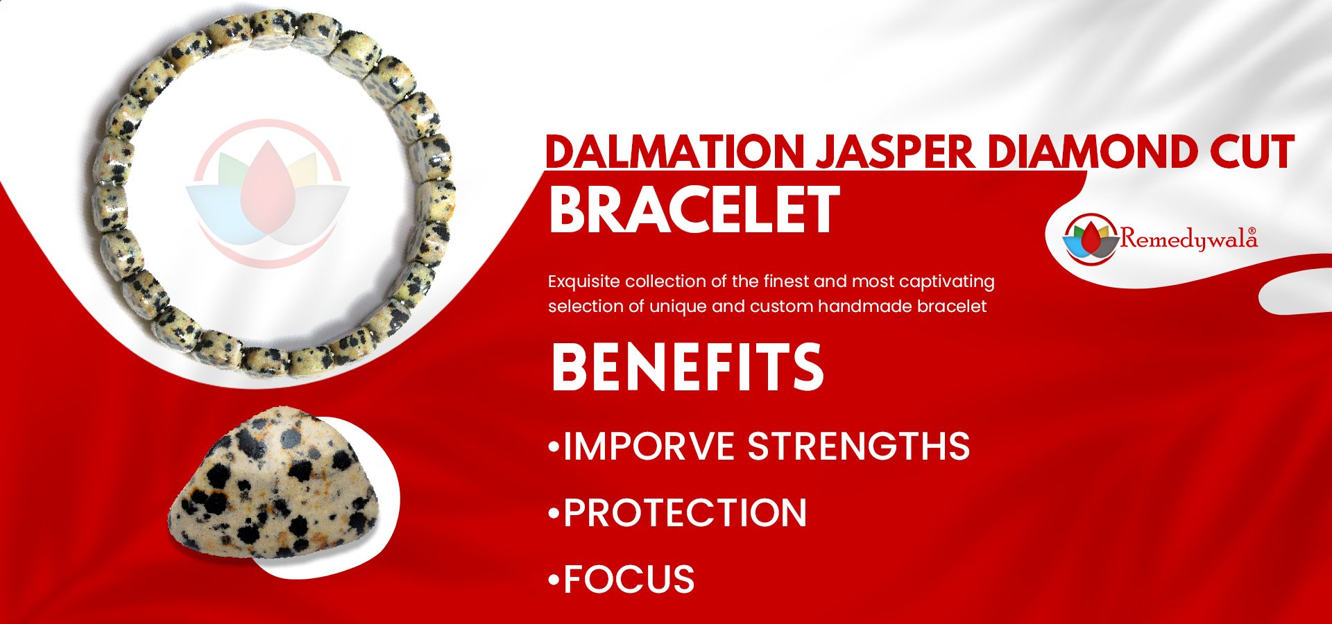 Dalmation Jasper Bracelet (Diamond Cut Tumble) Dalmation Jasper Bracelet (Diamond Cut Tumble)