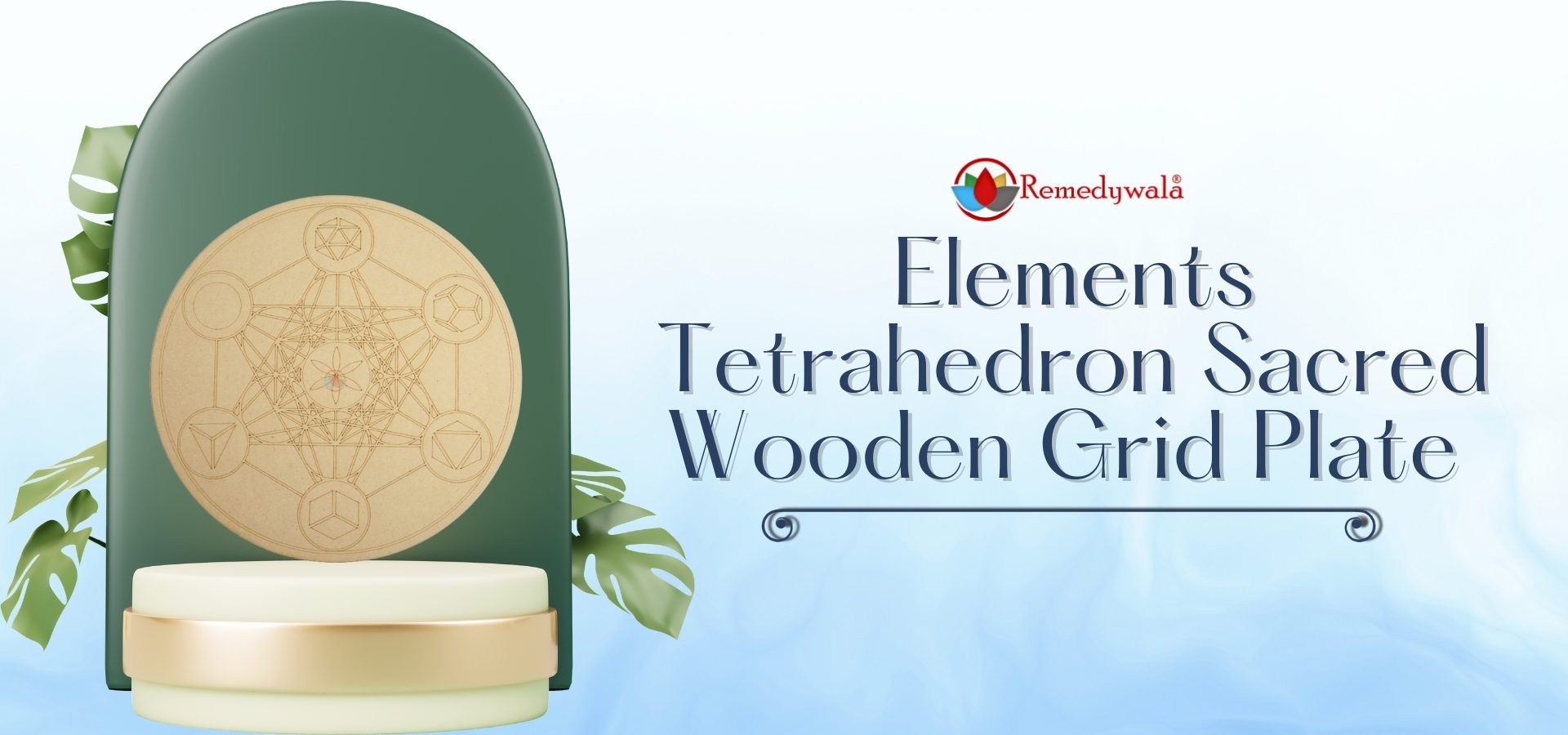 Elements Tetrahedron Sacred Wooden Grid Plate (12 Inch Approx) (2)