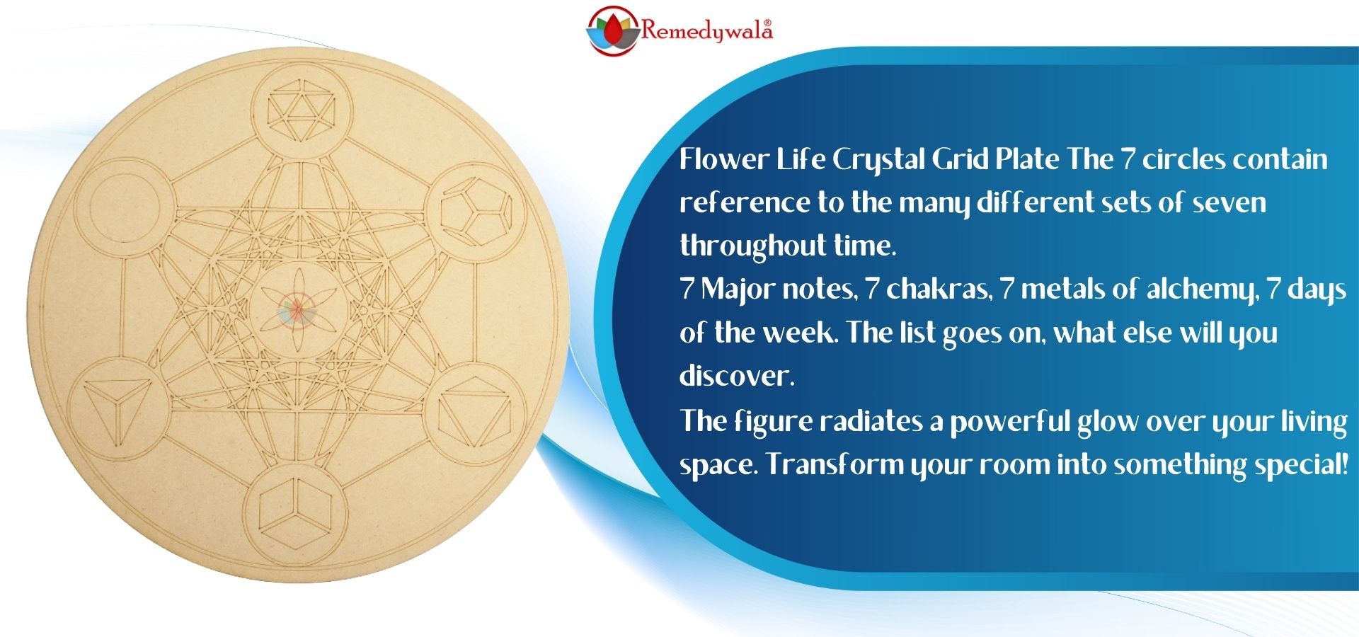 Elements Tetrahedron Sacred Wooden Grid Plate (12 Inch Approx) (4)
