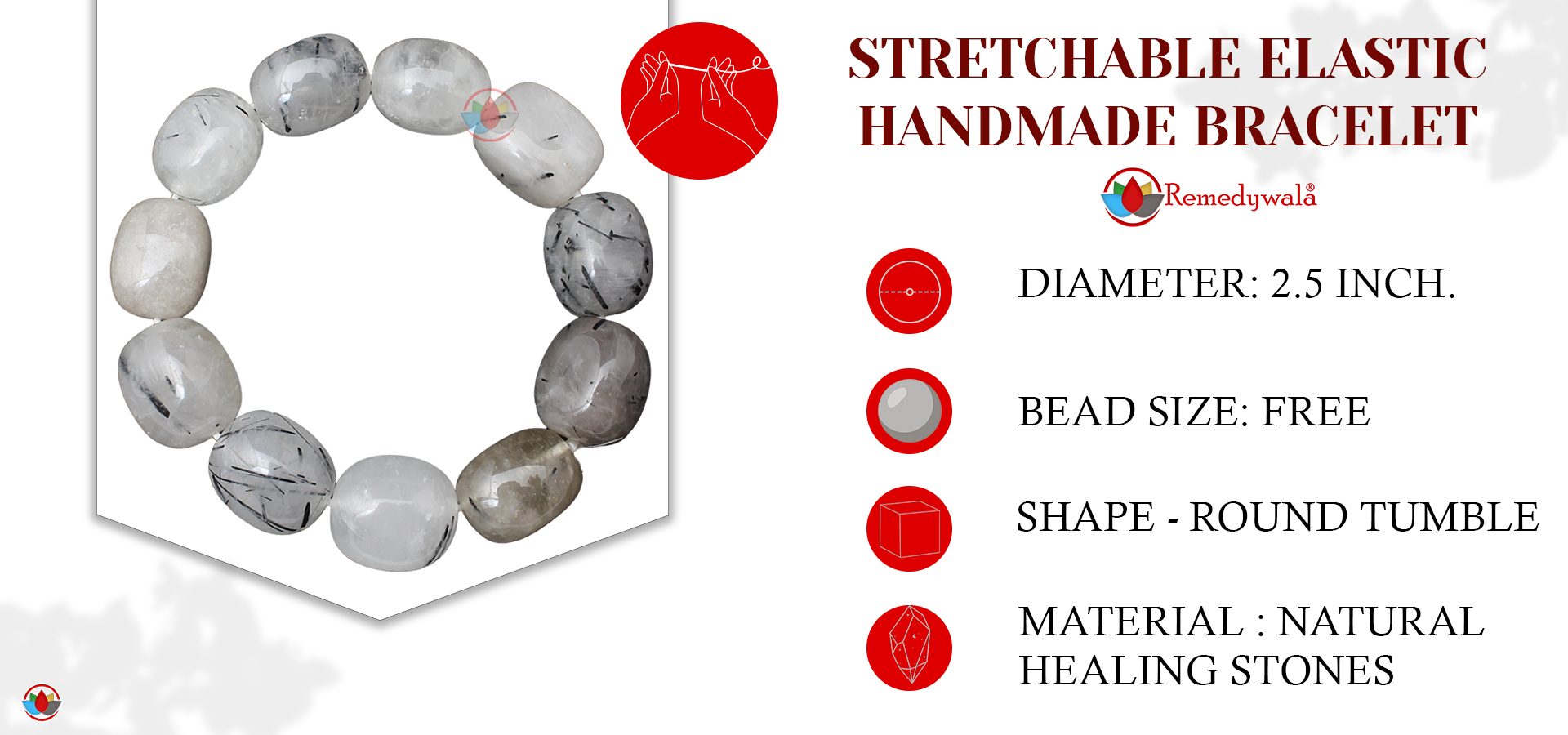 Energized Routiled Quartz Bracelet (Tumbled) Routiled Quartz Bracelet (Tumbled)