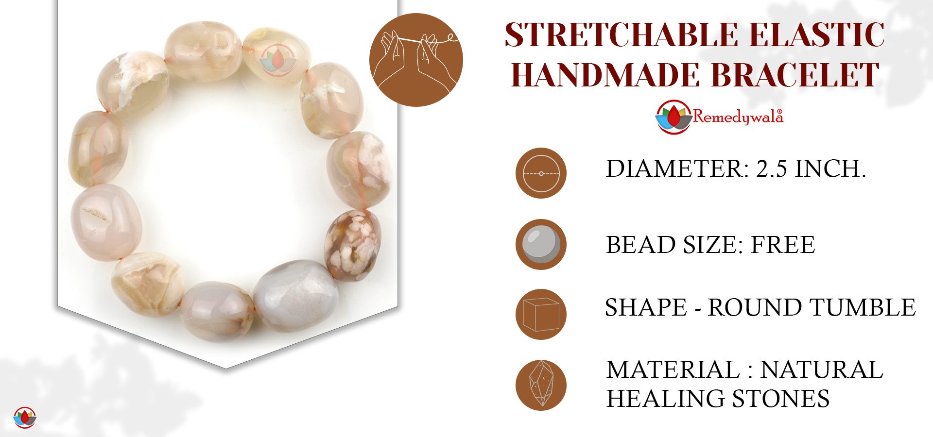 Flower Carnelian Tumble Bracelet Flower Carnelian Tumble Bracelet